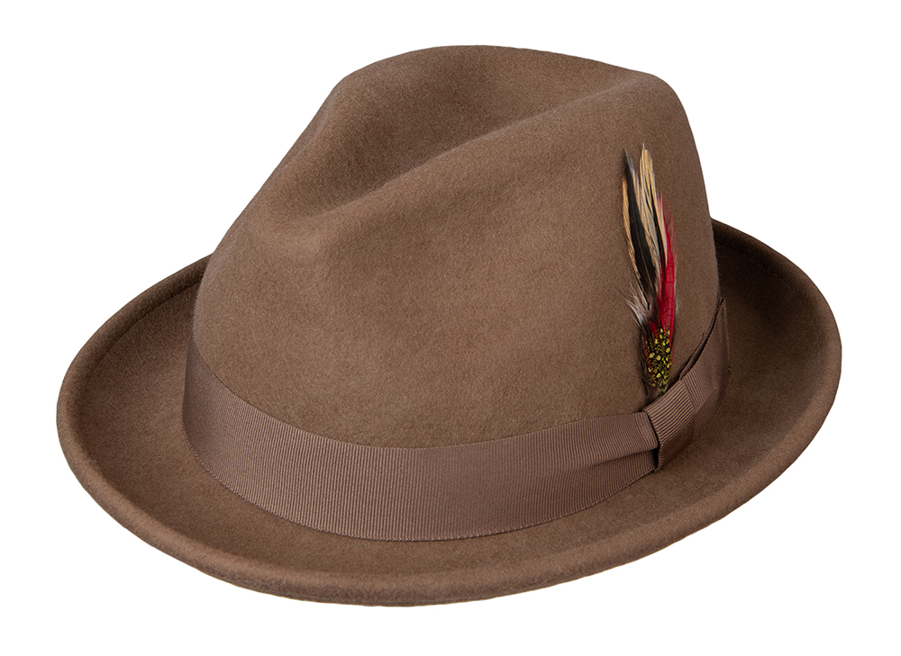 Scorsese Felt Fedora with Solid Band/Half Bow - Brimmed Hats